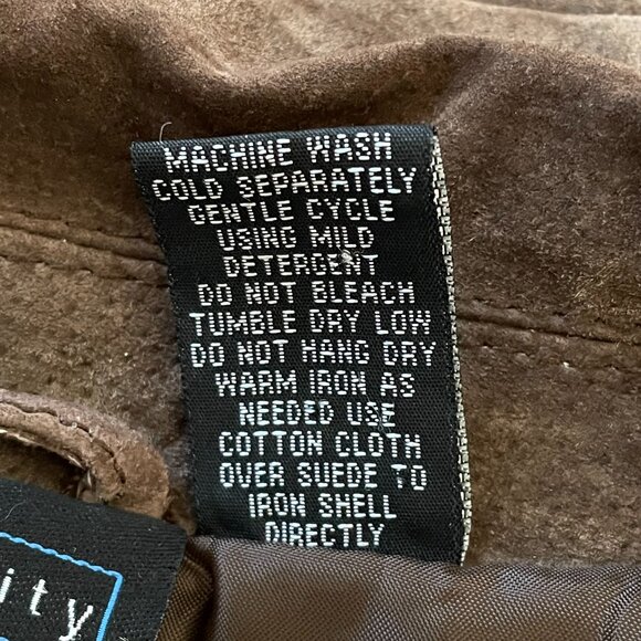 100% Suede Leather Blazer Jacket Chocolate Brown Petite L – Y2K Style Classic - Picture 10 of 11